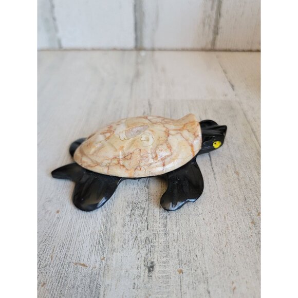 Stone carved Turtle black unique vintage figure home decor - Picture 2 of 7